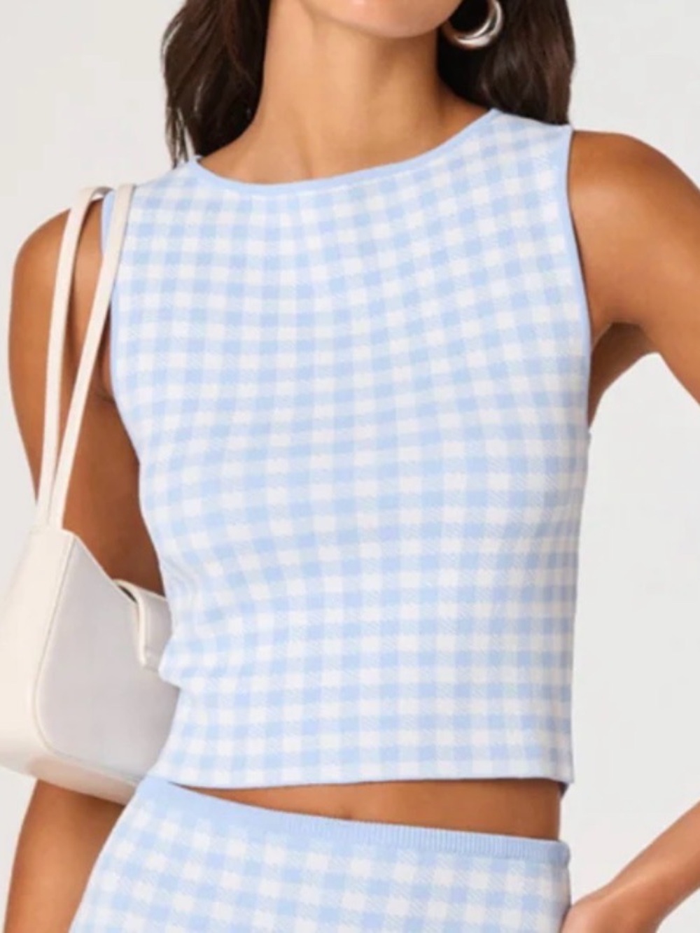 Babbett Blue Gingham Sweater Top |ASTR